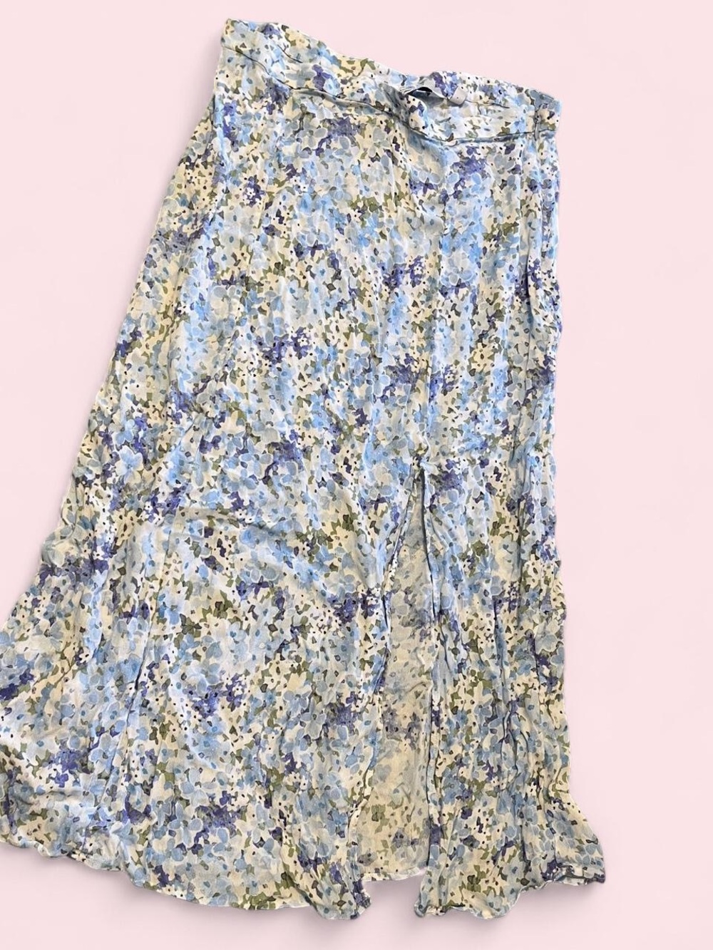 & Other Stories Blue and Cream Floral Midi Skirt